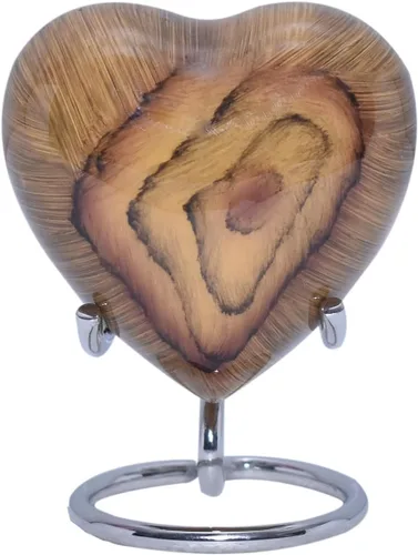 Miniatura 10 de BOLD & DIVINE Urna de recuerdo con textura de madera Urna conmemorativa de cenizas humanas, de entierro, urnas de cremación funerarias