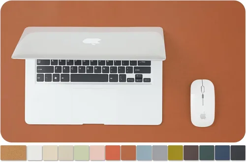 Miniatura 74 de Tapete de escritorio grande de corcho natural y cuero, tapete de escritorio ecológico, protector de escritorio de doble cara, tapete de teclado Café