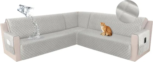 Miniatura 51 de HDCAXKJ Funda seccional de esquina impermeable para sofá de terciopelo en forma de L, fundas para sofá para mascotas, perros, suaves, resistentes