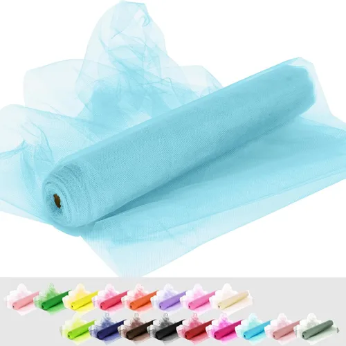 Miniatura 48 de Rollos de tela de tul, 54 pulgadas por 10 yardas (30 pies), cinta de tul para decoración de fiestas de boda, rollo de tela transparente en bobina