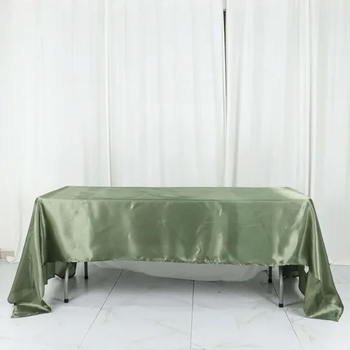 Miniatura 66 de Efavormart - Mantel rectangular de satén, 90 x 132 pulgadas, suave, oblongo, lavable, mantel decorativo de tela sedosa para bodas, fiestas, Plata