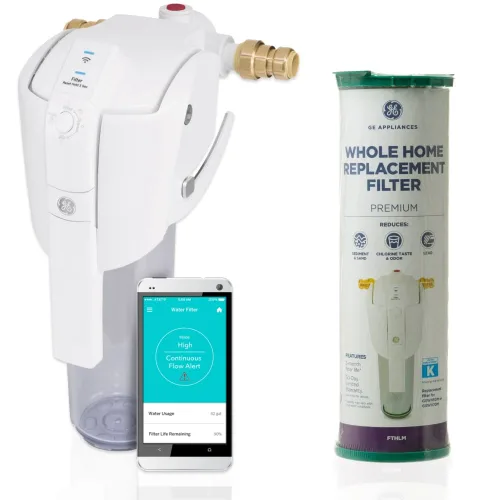 GE Sistema de filtro de agua Smart Home + filtro de repuesto prémium (FTHLM) | Sistema de filtración de agua que reduce el plomo, el olor y más |