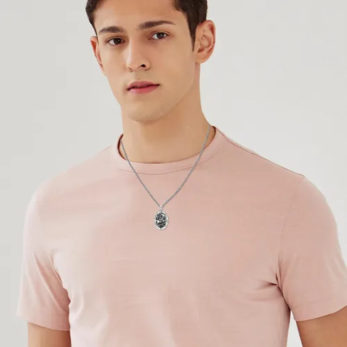 Miniatura 122 de Collar de plata de ley 925 con medalla de San Patrón, colgante de protección católica, amuleto, joyería religiosa para hombres y mujeres