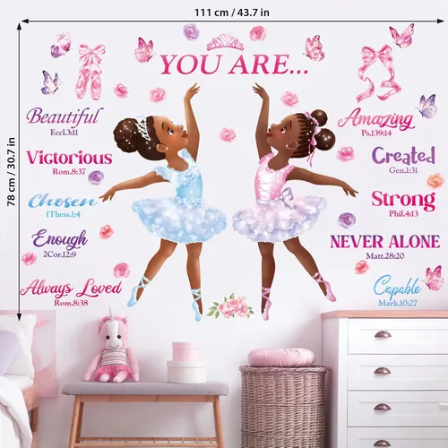 Miniatura 5 de DECOWALL SG2-2319 Chica Negra Bailarina Mágica Pegatinas de Pared Calcomanías Afro Arte Mujeres Inspirador Dormitorio Guardería Regalo Hermosa Sala