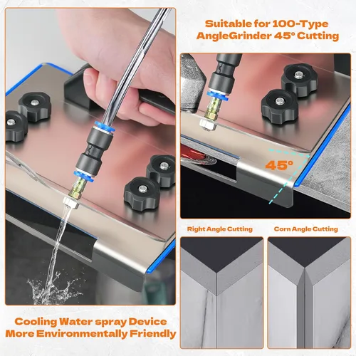 Miniatura 6 de Herramienta de biselado de azulejos de 45° con 4 hojas de sierra de diamante, soporte de amoladora angular para corte de acero inoxidable de bisel