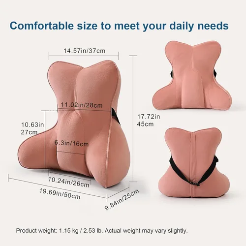 Miniatura 2 de Almohada de apoyo lumbar para alivio del dolor de espalda baja – Cojín lumbar ergonómico multifuncional, almohada de lectura para silla de oficina