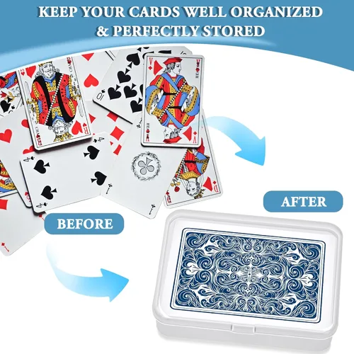Miniatura 5 de Kitoyz Juego de cartas de plástico transparente, caja de almacenamiento de tarjetas de acrílico compatible con fundas coleccionables para tarjetas