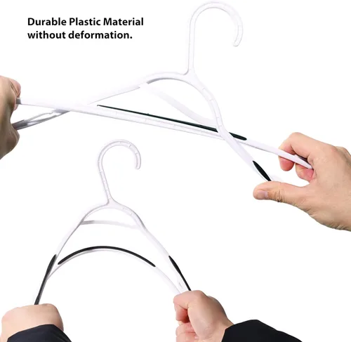 Miniatura 4 de Paquete de 30 perchas de plástico flexibles, ligeras, antideslizantes, perchas para ropa y trajes (negro)