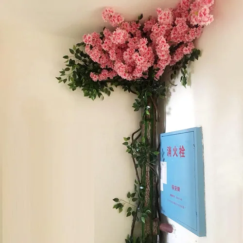Miniatura 5 de Flores artificiales grandes árboles de cerezo en flor para boda, flores de seda, ramas falsas, tienda, jardines, paredes de fondo grandes, Cerezo