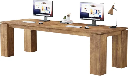 Miniatura 8 de Tribesigns Escritorio de madera para dos personas de 86 pulgadas, moderno escritorio doble para computadora, mesa de estación de trabajo extra larga