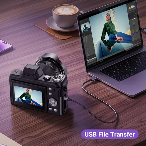 Miniatura 6 de Cámara digital, FHD 4K Cámara digital de apuntar y disparar con zoom de 16X antivibración, cámara pequeña compacta de 48 MP con tarjeta de 32 GB