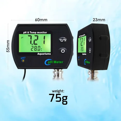 Miniatura 6 de Monitor de pH y temperatura 2 en 1, medidor de pH con función de retroiluminación, pantalla dual 0.00 ~ 14.00pH °C/ °F probador de calidad de agua