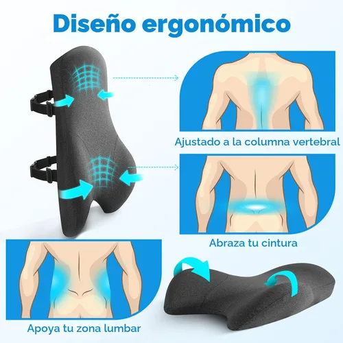 Miniatura 7 de Teemour Almohada de apoyo lumbar para automóvil, camión, accesorios de espuma viscoelástica, cojín de respaldo para asiento de conducción, soporte