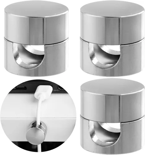 SmallCat 3 juegos de soportes de cargador para cables, soportes de anclaje de cable ajustables plateados, clips de cable de metal adhesivos,