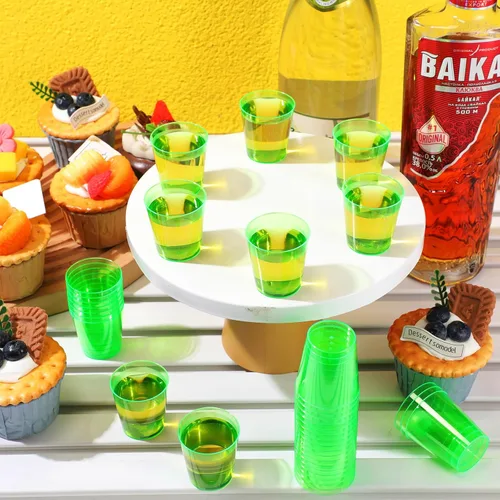 Miniatura 4 de Tioncy Paquete de 300 vasos de plástico de 1 onza, mini vasos de chupito reutilizables de 1 onza pequeños vasos de plástico para bodas, fiestas
