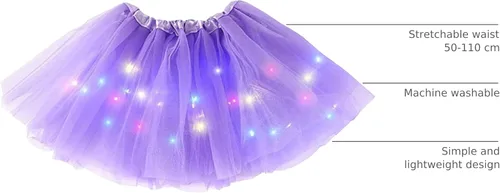 Miniatura 15 de Faldas de tutú LED para mujer, falda de tul con capas para baile de ballet, faldas iluminadas para disfraz de fiesta