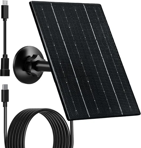 Miniatura 8 de FUTUREZEN Panel solar de 4 W para cámara de seguridad, cargador solar tipo C/micro USB para cámaras de batería recargable, impermeable IP66, soporte