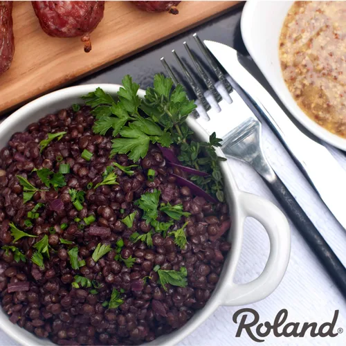 Miniatura 6 de Roland Foods Lentejas negras secas, alimentos importados especiales, bolsa de 35.2 onzas