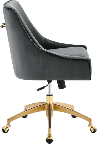 Miniatura 4 de Modway Discern Performance - Silla de oficina giratoria de terciopelo en color gris