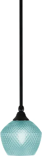 Miniatura 58 de Toltec Lighting Tallo Colgado Mini colgante, acabado de cobre negro, 3.5" cuadrado humo burbuja vidrio