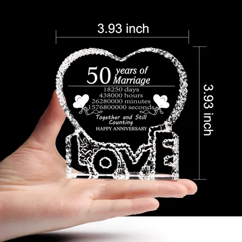 Miniatura 6 de ZHSHWAT Regalos de cristal para aniversario de boda, 50 aniversario de boda, San Valentín, regalos de la madre para mujeres, hombres, mamá, papá