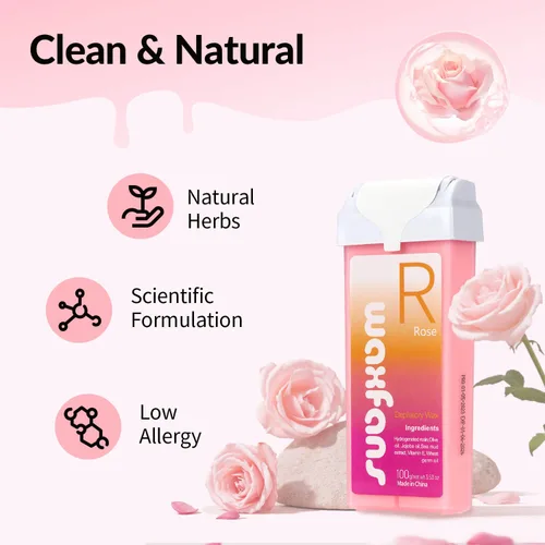 Miniatura 5 de Waxfans Recambio de cera enrollable, rodillo de cera para depilación, 100% natural, fusión rápida, para cabello grueso y fino. Con 3.53 onzas Rosa