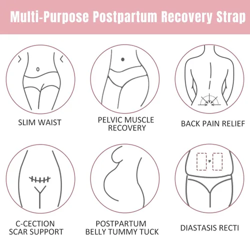 Miniatura 4 de 3 In 1 Postpartum Belly Band Wrap - Abdominal Binder Post Surgery C Section Compression Girdle Belt