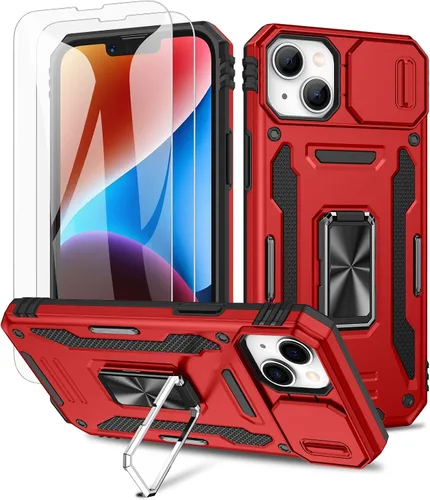 Miniatura 13 de Maxdara Funda para iPhone 14 Pro Max, con cubierta deslizante para cámara y soporte giratorio de 360° integrado y protector de pantalla de vidrio