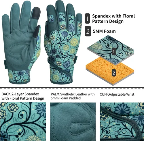 Miniatura 2 de Guantes de jardinería a prueba de espinas y resistentes a pinchazos con agarre, guante de jardín para mujer, regalos de cuero para trabajo en el 1