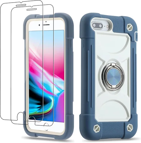Miniatura 99 de Funda para iPhone Se3/iPhone Se2, iPhone 6/6S, iPhone 7/iPhone 8 de 4.7 pulgadas con soporte de anillo, con 2 protectores de pantalla resistentes