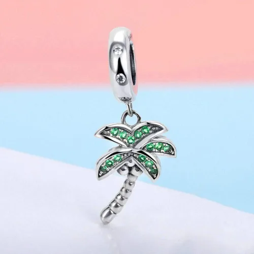 Miniatura 2 de Abalorio de palmera de plata de ley 925 con palmera de coco para pulsera Pandora