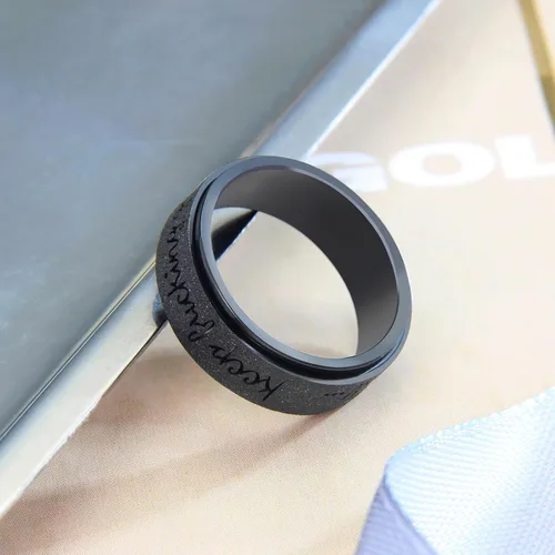 Miniatura 5 de Fidget Ring Women for Anxiety Rings:Personalized Inspirational Mantra Stainless Steel Silver Black Rainbow Rose Gold Spinning Ring for Men Women