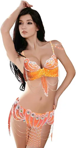 Miniatura 8 de ROYAL SMEELA Disfraz de danza del vientre para mujer, brasier tribal y cinturón, sexy traje de baile profesional para carnaval