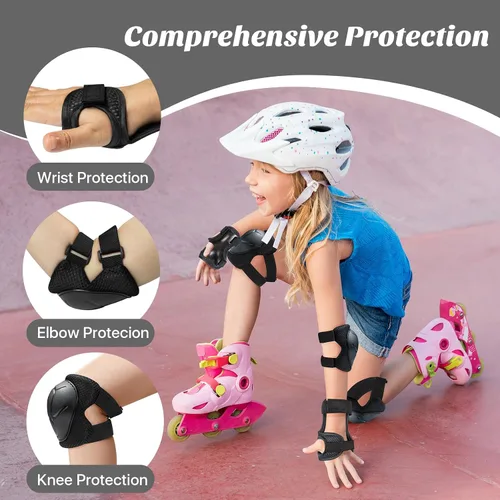 Miniatura 5 de Rodilleras para niños, rodilleras y coderas, conjunto de equipo de protección para niños y niñas con protectores de muñeca 3 en 1 para patinaje