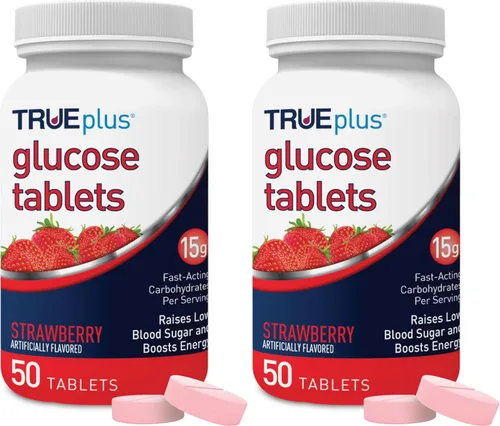 Miniatura 43 de TRUEplus® Tabletas de glucosa, sabor surtido (uva, frambuesa, naranja), botella de 50 unidades (1)