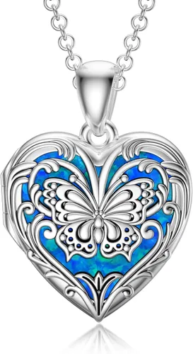 SOULMEET Collar personalizado de girasolmariposaabeja con medallón de plata de ley y oro que tiene capacidad para 1 o 2 fotos conmemorativas de