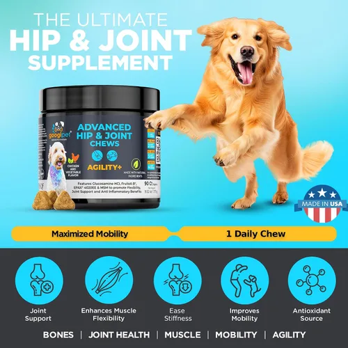 Miniatura 3 de Googipet Suplemento prémium para cadera y articulaciones para perros, masticables suaves de glucosamina con mejillones de labios verdes para perros