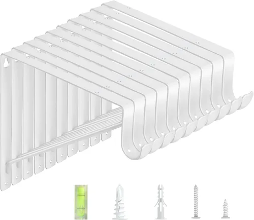 Miniatura 12 de Paquete de 4 soportes para barra de armario, soportes de estante de armario de 10.8 x 10.8 pulgadas para trabajo pesado montados en pared, soportes