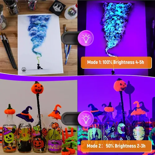Miniatura 8 de Luz LED negra recargable de 5000 mAh, 120 LED UV, IP65 impermeable y magnética, luz ultravioleta de larga duración para fiesta de neón brillante