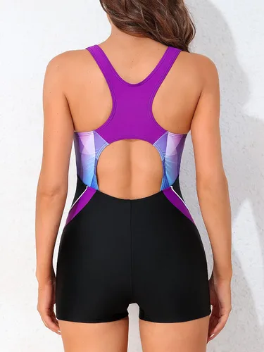 Miniatura 34 de ATTRACO Traje de baño deportivo de una pieza para mujer, traje de baño deportivo de entrenamiento