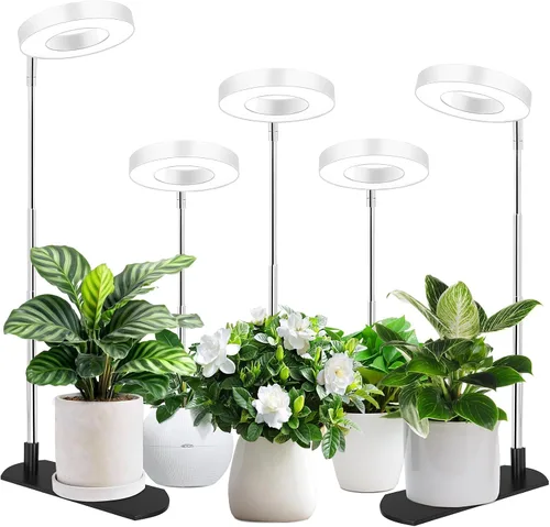 Miniatura 13 de LBW Luz de cultivo para plantas de interior, luz de cultivo de plantas de halo de espectro completo con base, lámpara de cultivo de plantas