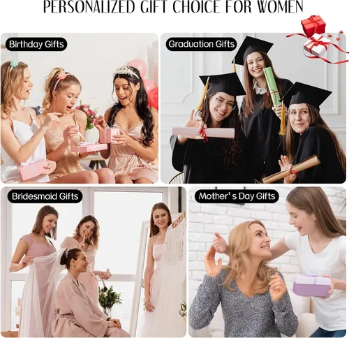 Miniatura 7 de Regalos para mujeres Juego de bolsa de maquillaje inicial para niñas, regalos personalizados para dama de honor, amiga, graduación, profesora