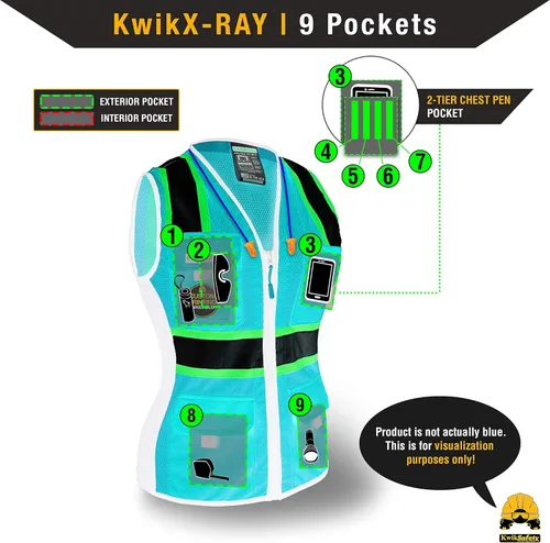 Miniatura 6 de KwikSafety - Charlotte, NC - Chaleco de seguridad para mujer, tiras reflectantes de alta visibilidad, cumple con ANSI y OSHA Naranja