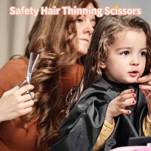 Miniatura 5 de CIICII Kit de tijeras de corte de pelo para niños, juego de tijeras de corte de pelo de punta redonda de seguridad
