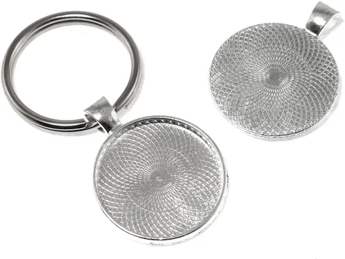 Miniatura 5 de Bandejas colgantes de bisel redondo, cabujón, base en blanco para manualidades, fotos, joyas, hallazgos, fabricación de accesorios, Plata Plata