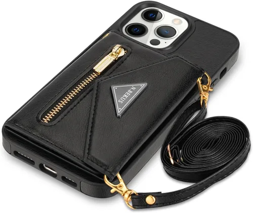 Cartera con cremallera compatible con iPhone 14 Pro Max, funda cruzada con correa para mujer, tarjetero y cordón de 6.7 pulgadas, función atril de