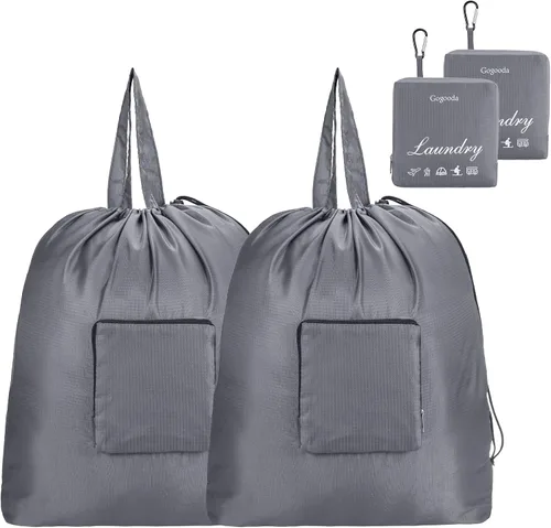 Miniatura 7 de GOGOODA Bolsas de viaje para lavandería con cierre de cordón XL, plegables, con asa, resistentes y lavables, para dormitorio universitario, viajes