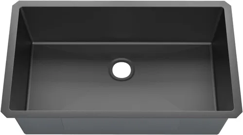 Miniatura 6 de Sinber HU3219S-B Fregadero de Cocina Empotrado de Un Solo Compartimento de 32" x 19" x 10" con Acero Inoxidable 304 Calibre 18 Acabado Negro