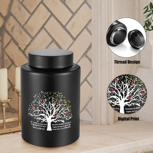 Miniatura 2 de SOITIS Urna mediana de hasta 140 libras para cenizas humanas adultas, urna decorativa de acero inoxidable de 7.3 pulgadas, árbol de la vida