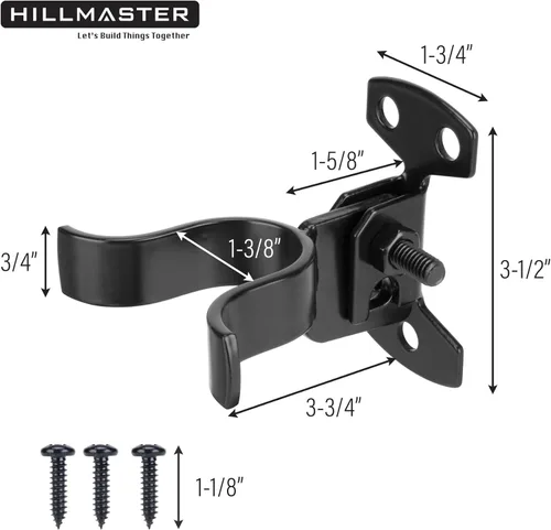 Miniatura 2 de HILLMASTER Pestillo de horquilla de cadena de 1-3/8 pulgadas con parte trasera plana de 1-3/8 pulgadas, pestillo de horquilla de puerta negro